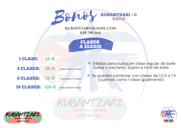 Bonos de Clases de Baile – Kubantzari +K Baile